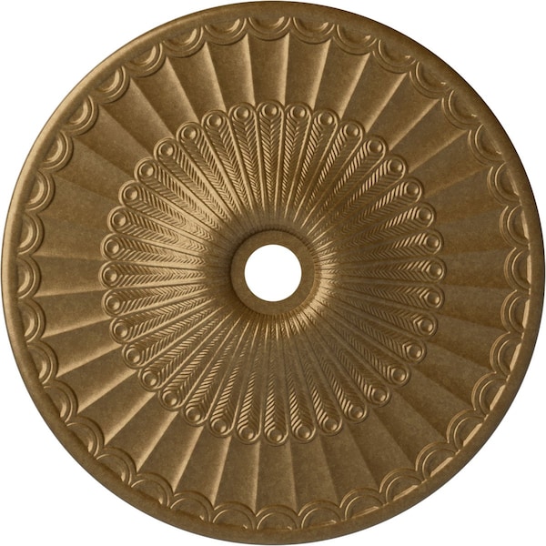Ekena Millwork Galveston Ceiling Medallion (Fits Canopies up to 4 3/4"), 36 5/8"OD x 3 5/8"ID x 2 3/8"P, Pale Gold CM36GLPAS - main
